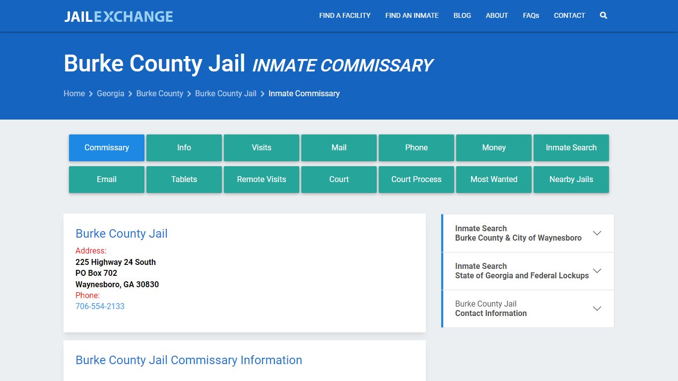 Inmate Commissary, Care Packs - Burke County Jail, GA