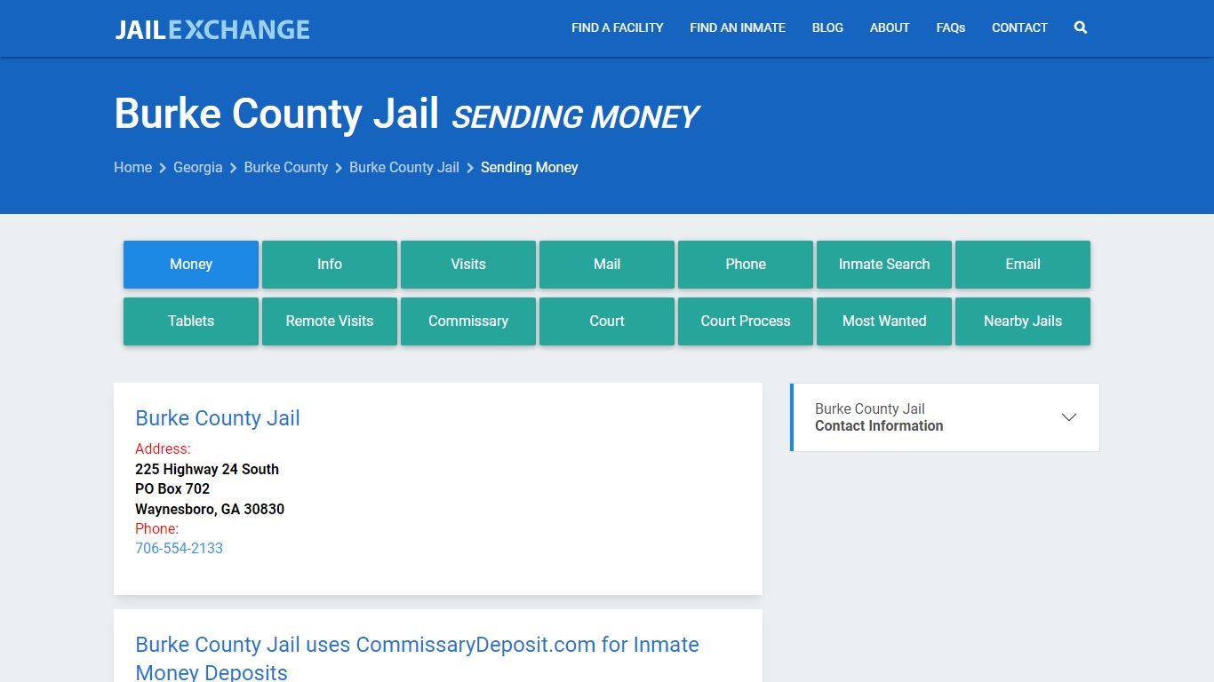 Send Money to Inmate - Burke County Jail, GA - Jail Exchange